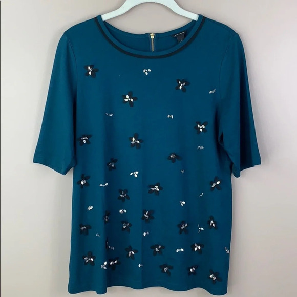 Ann Taylor teal short sleeve top - Picture 1 of 6